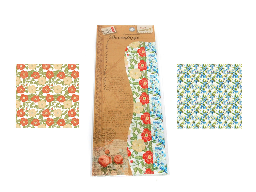 PAPEL DECOUPAGE 6 PCS. 2 DECORADOS cod. 2500923