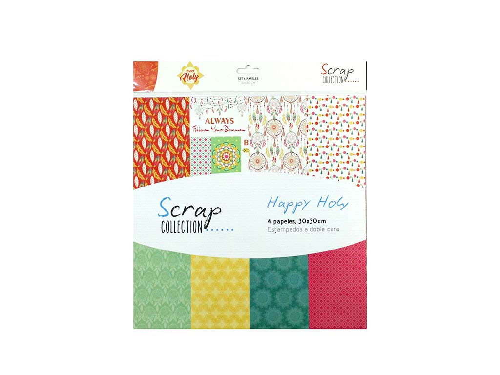 4 SHEETS PAPERS SET 30X30 HAPPY HOLY - cod. 2502007