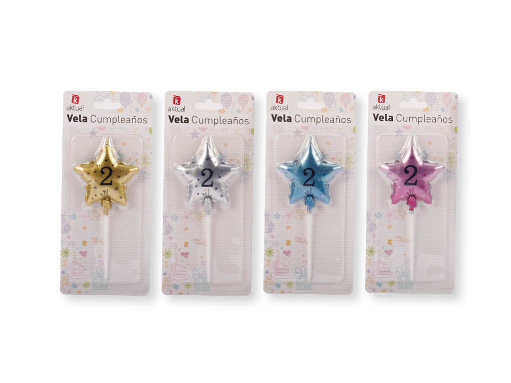 VELA ESTRELLA COLORES NUMERO  2 cod. 3400709