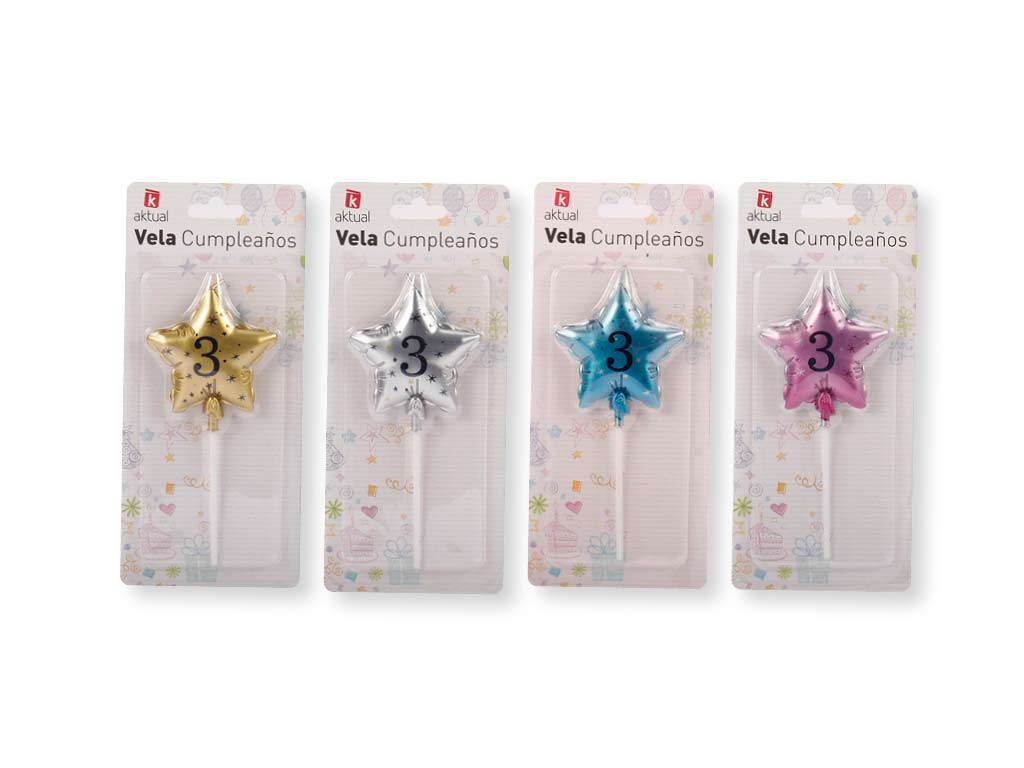 VELA ESTRELLA COLORES NUMERO  3 cod. 3400710