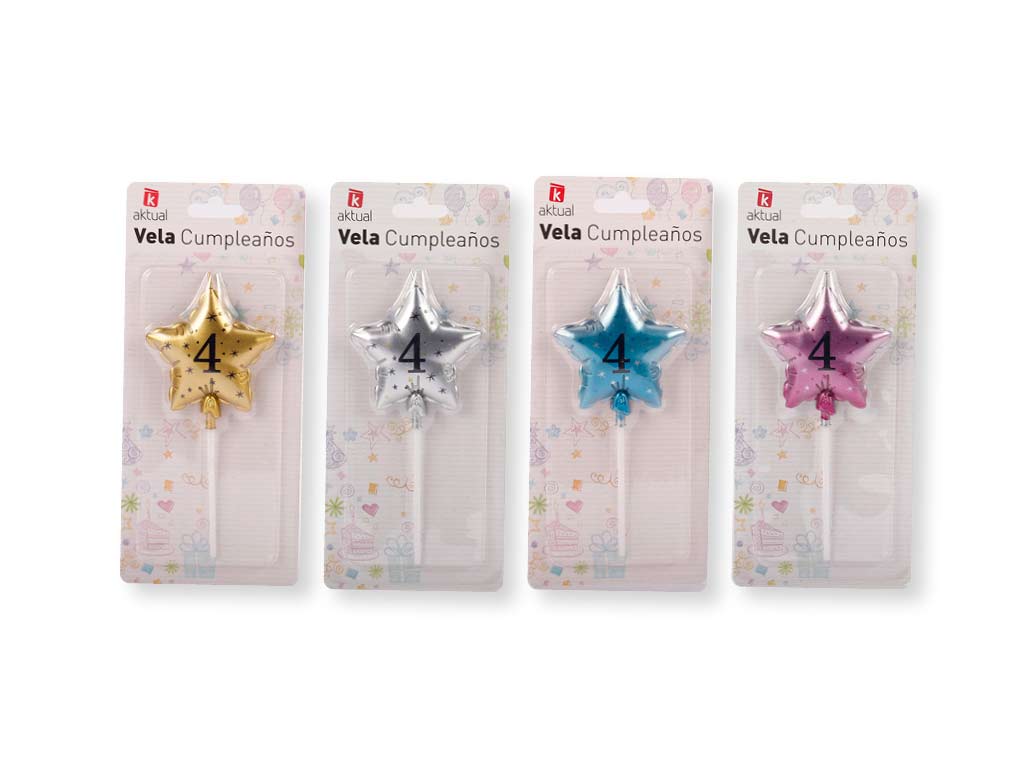 VELA ESTRELLA COLORES NUMERO  4 cod. 3400711