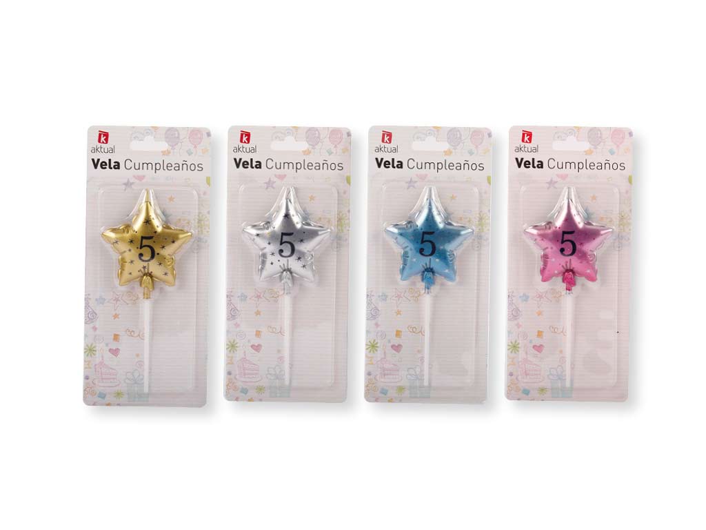 VELA ESTRELLA COLORES NUMERO  5 cod. 3400712