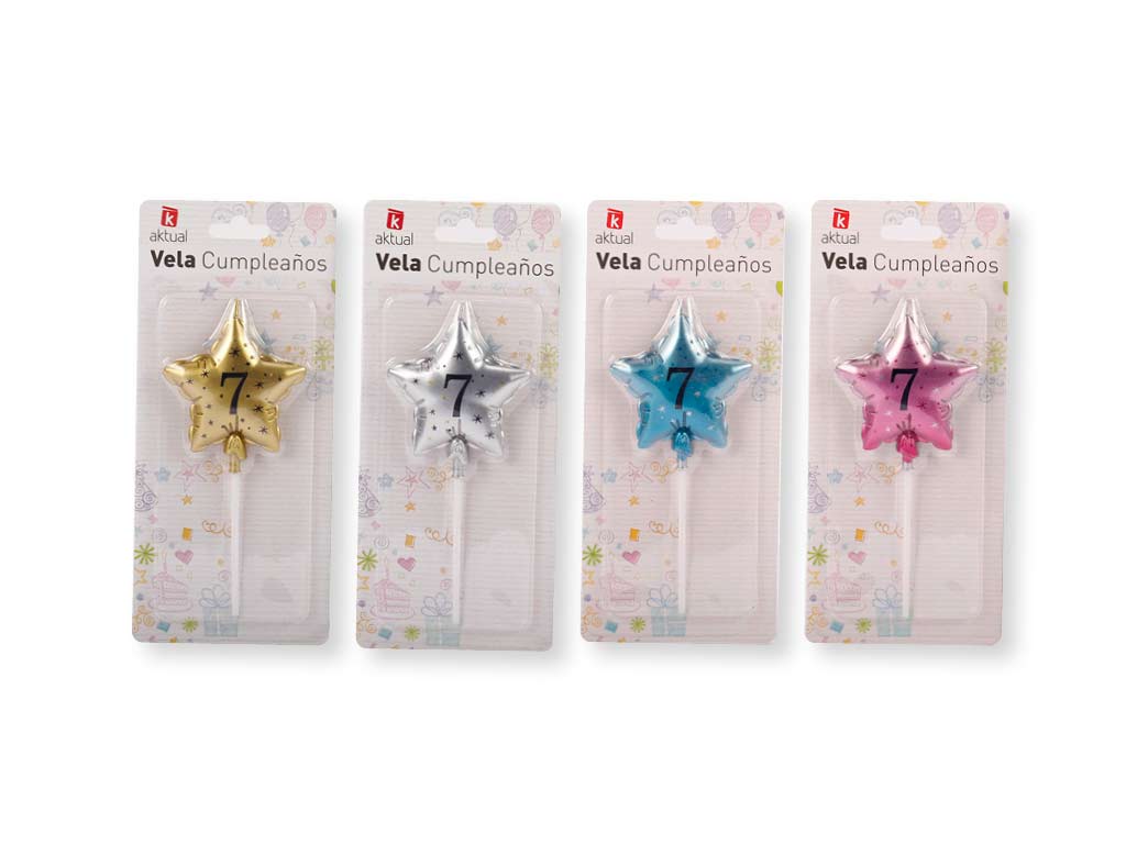 VELA ESTRELLA COLORES NUMERO  7 cod. 3400714