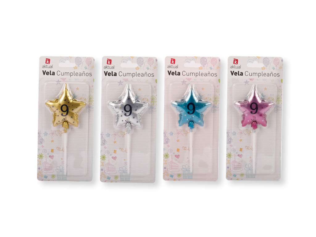 VELA ESTRELLA COLORES NUMERO  9 cod. 3400716