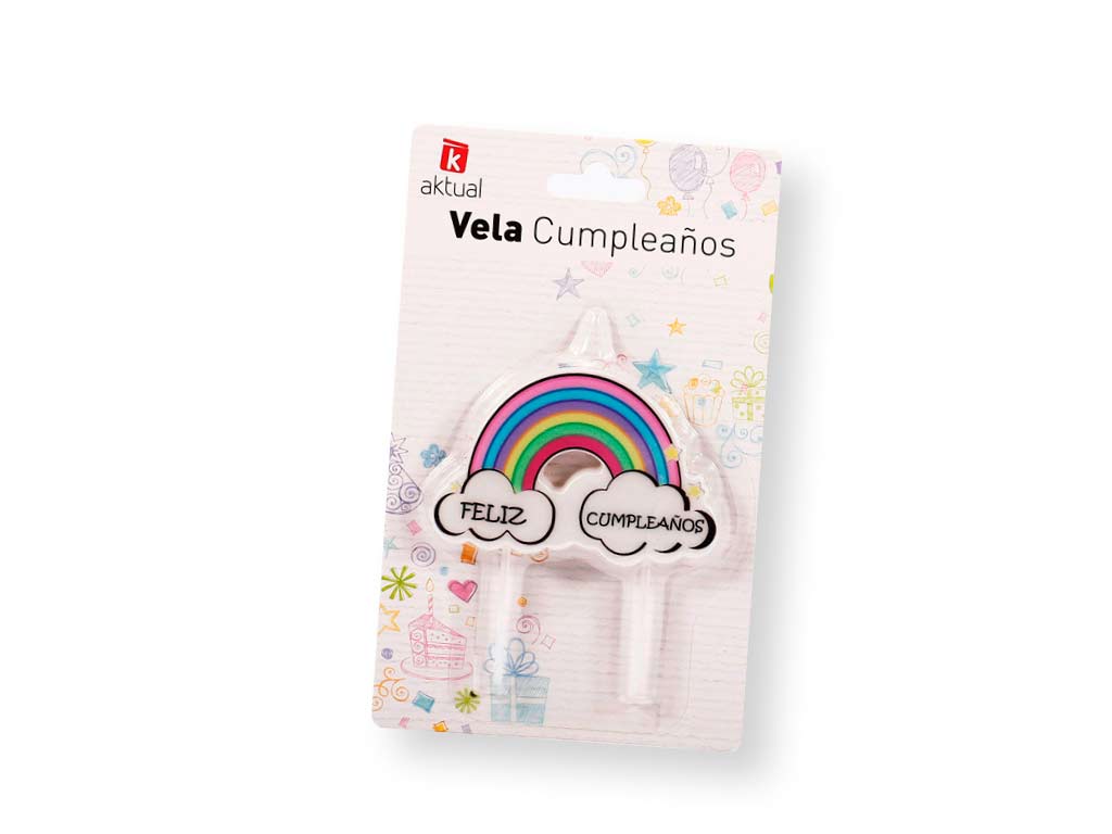 VELA FELIZ CUMPLEAÑOS ARCO IRIS cod. 3400721