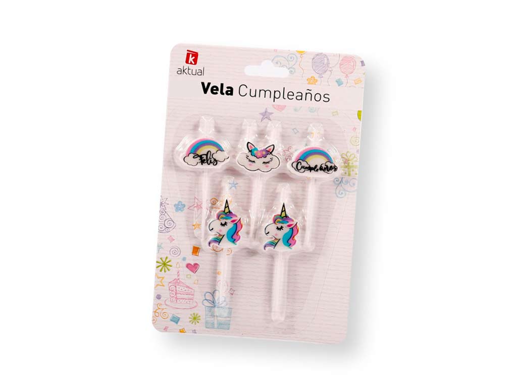 SET 5 VELAS UNICORNIO cod. 3400722