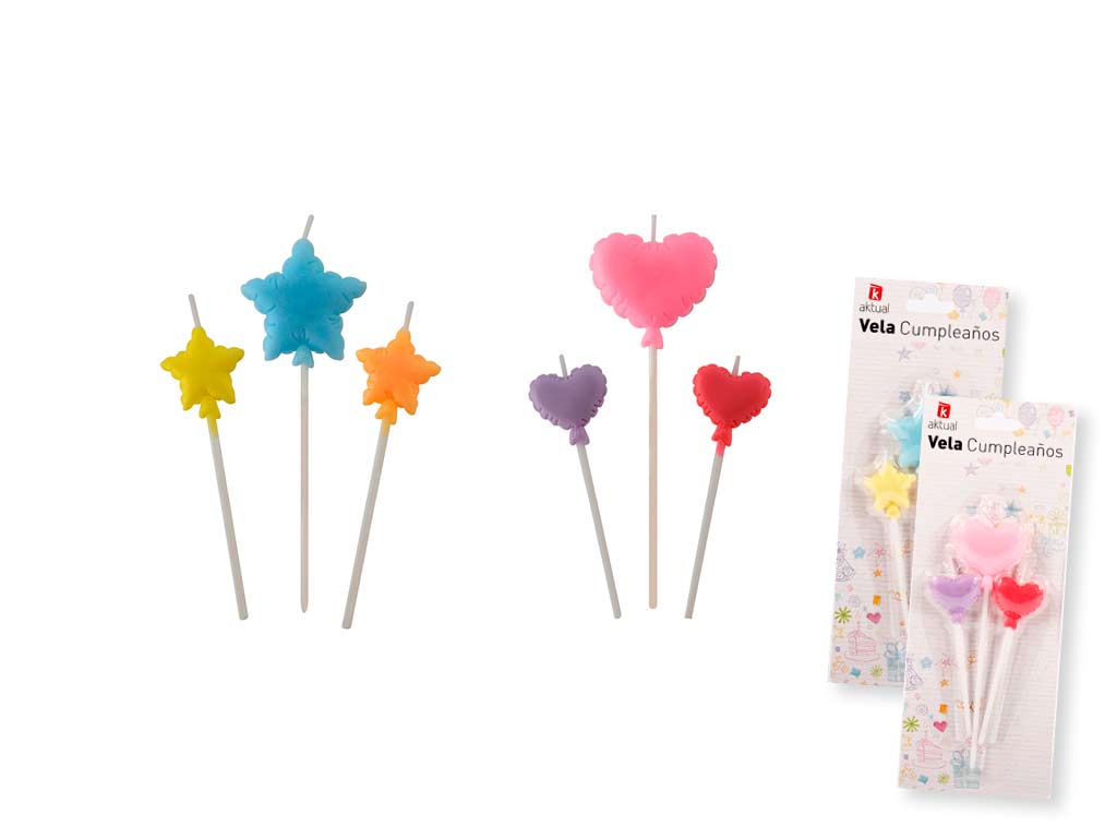 SET 3 VELAS ESTRELLAS / CORAZONES cod. 3400739