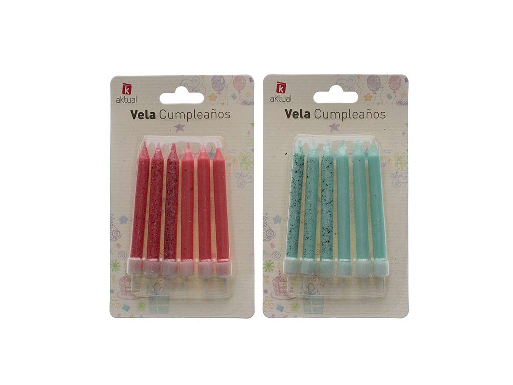 SET 6 VELAS 2 COLORES 8 CM. cod. 3400774