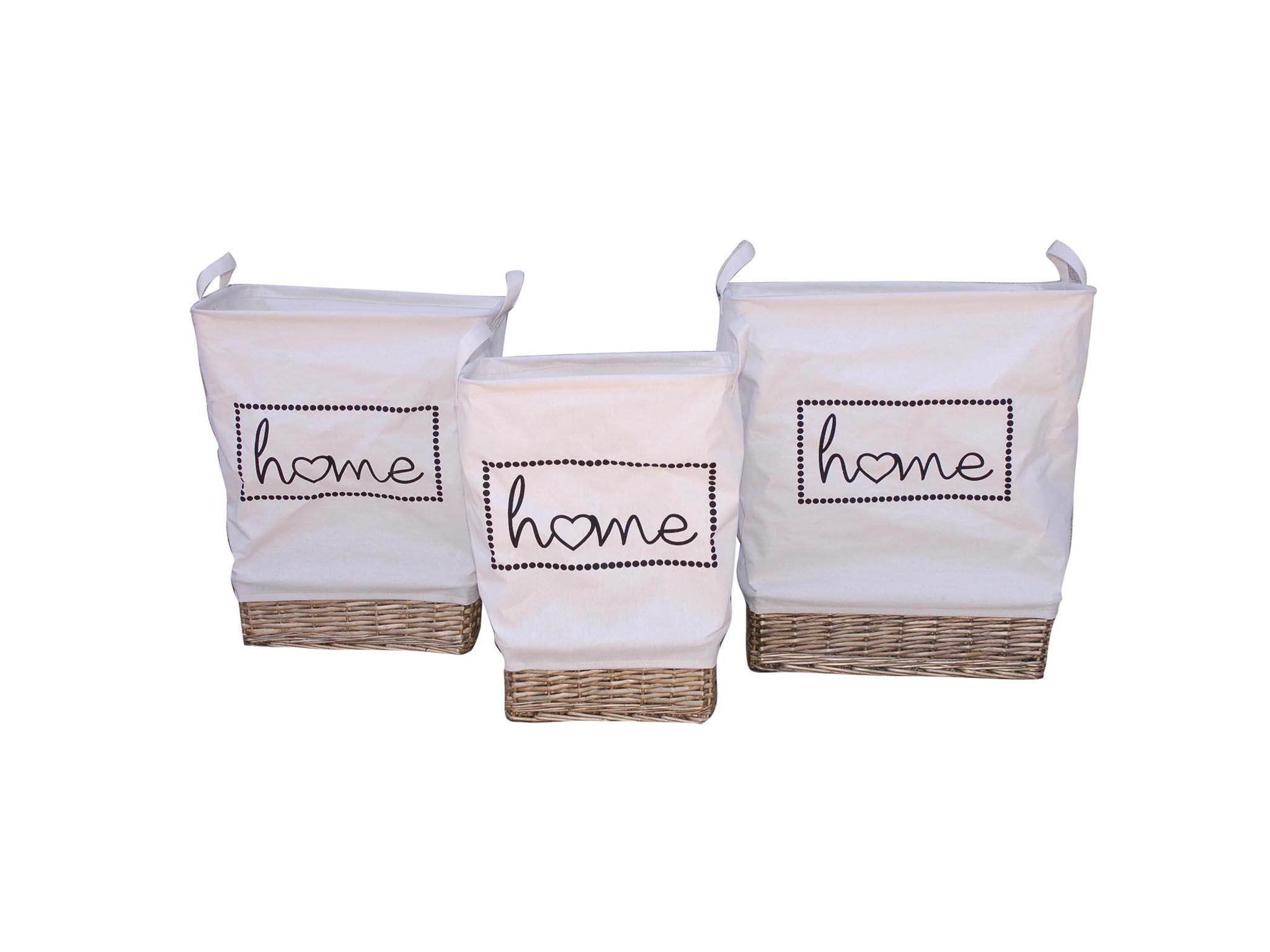 SET 3 RECT. WHITE HAMPERS HOME cod. 3900128