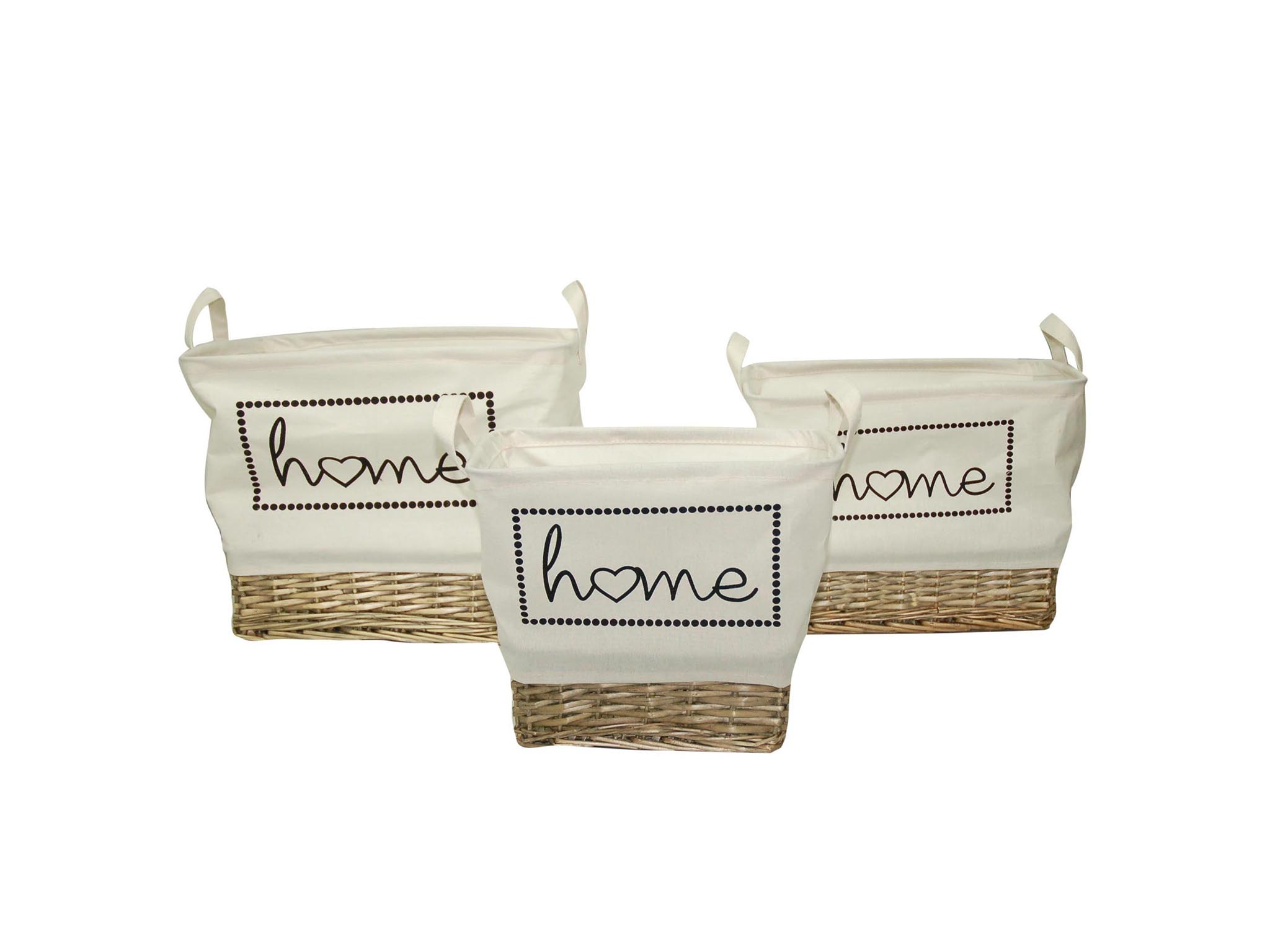 SET 3 RECT. WHITE HAMPERS HOME cod. 3900130