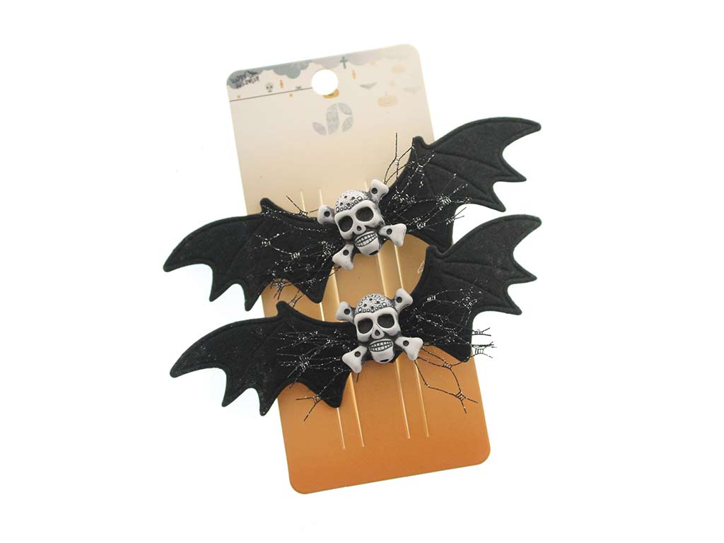 CLIPS HALLOWEEN MURCIELAGO CALAVERAS 2 PCS cod. 5500459