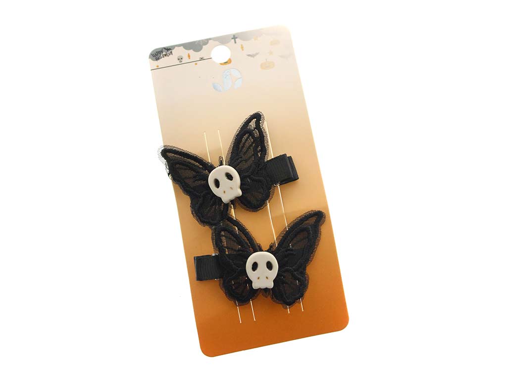 CLIPS HALLOWEEN MARIPOSAS CALAVERAS 2 PCS. cod. 5500463