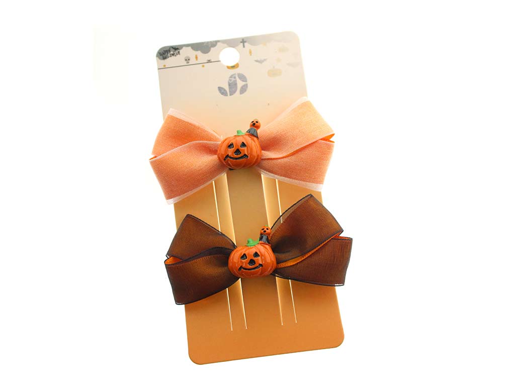 CLIPS HALLOWEEN CALABAZAS LAZO 2 PCS. cod. 5500464