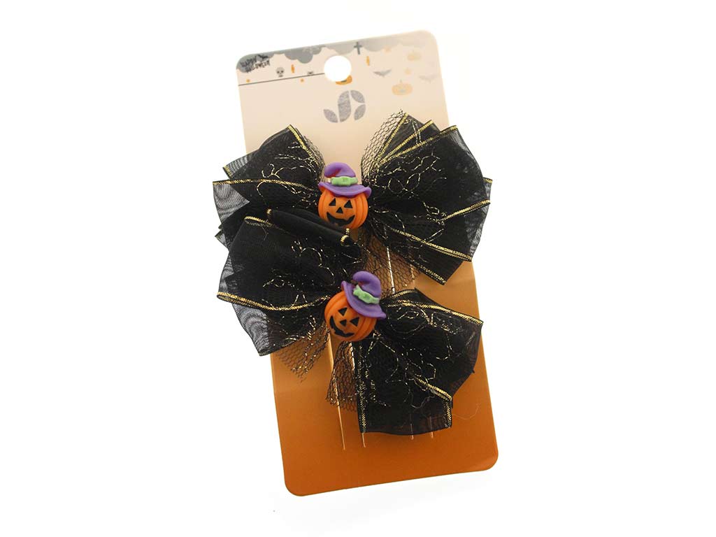 CLIPS HALLOWEEN CALABAZAS LAZO 2 PCS. cod. 5500465