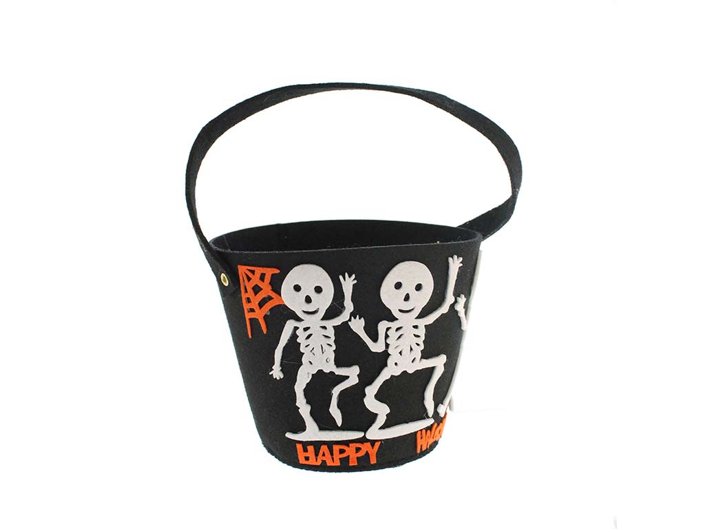 CESTA NEGRA HALLOWEEN ESQUELETOS cod. 5500618