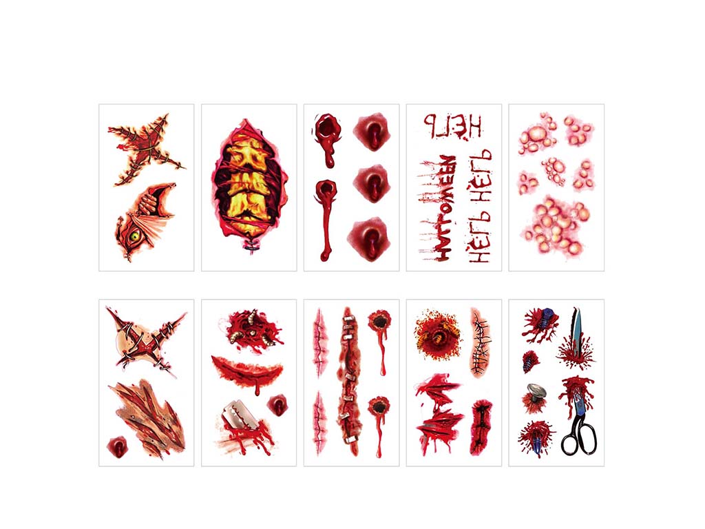 PACK 10 TATTOO STICKERS HALLOWEEN cod. 5500708