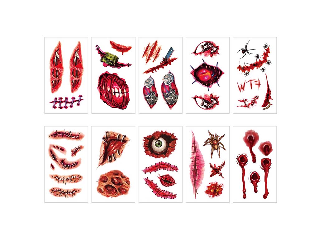 PACK 10 TATTOO STICKERS HALLOWEEN cod. 5500709