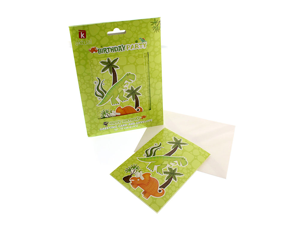 6 PCS. DINOSAUR CARD+ENVELOPE cod. 8000280