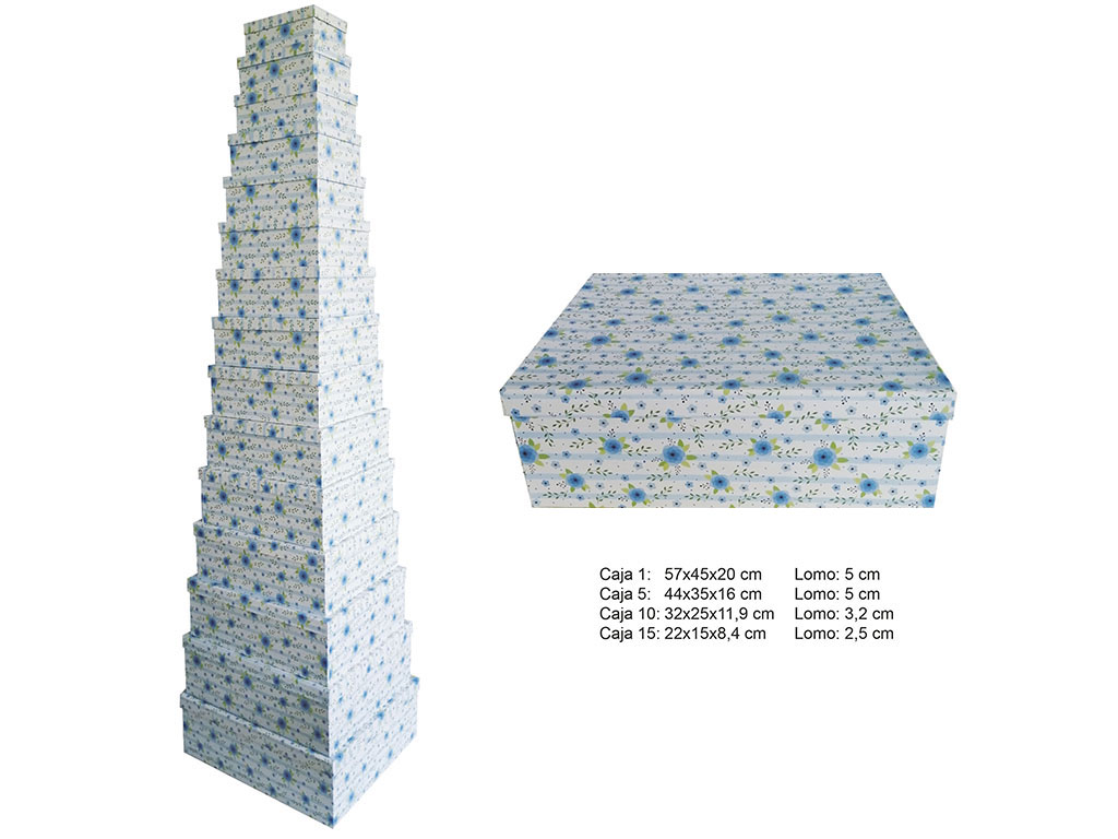 15 BOXES SET BLUE FLOWERS cod. 9200991