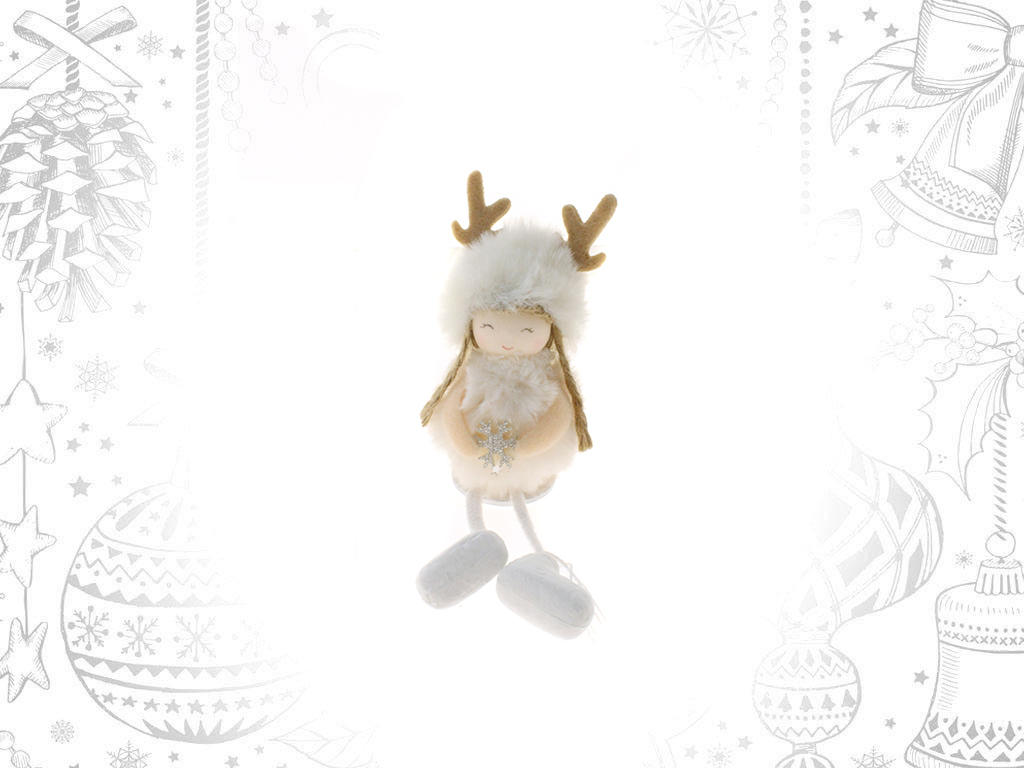 DOLL WHITE SITTING WITH REINDEER ANTLERS cod. 9308142