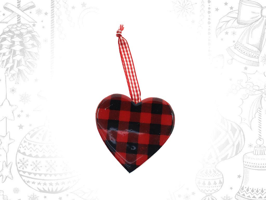 GINGHAM RED HEART ORNAMENT cod. 9313238