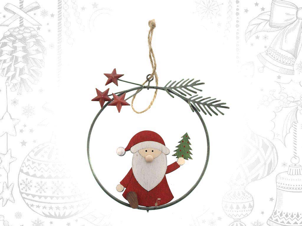 ORNEMENT ROND METAL PERE NOEL ROUGE cod. 9314688