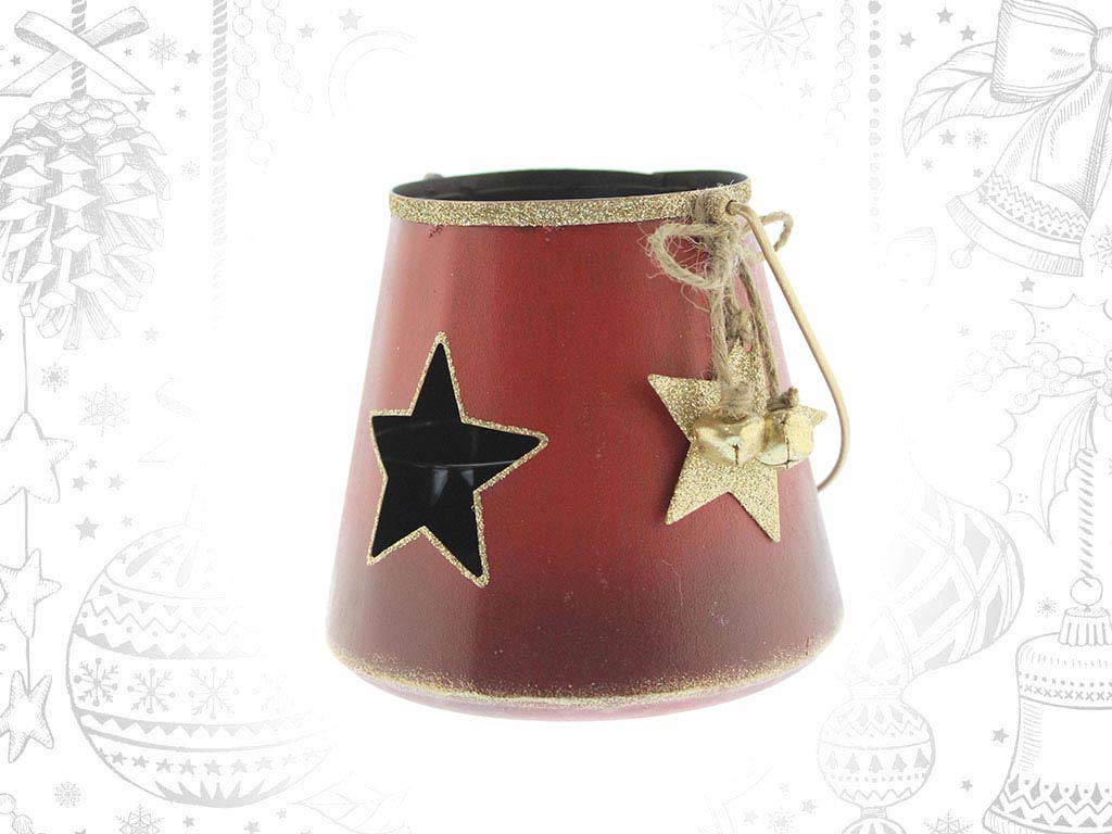 RED&GOLD STAR METAL CANDLE HOLDER cod. 9314725
