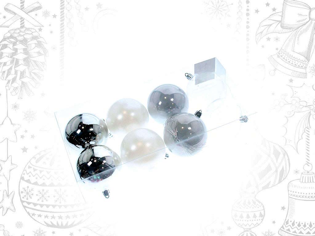 8  PACK - SILVER XMAS BALLS cod. 9314793