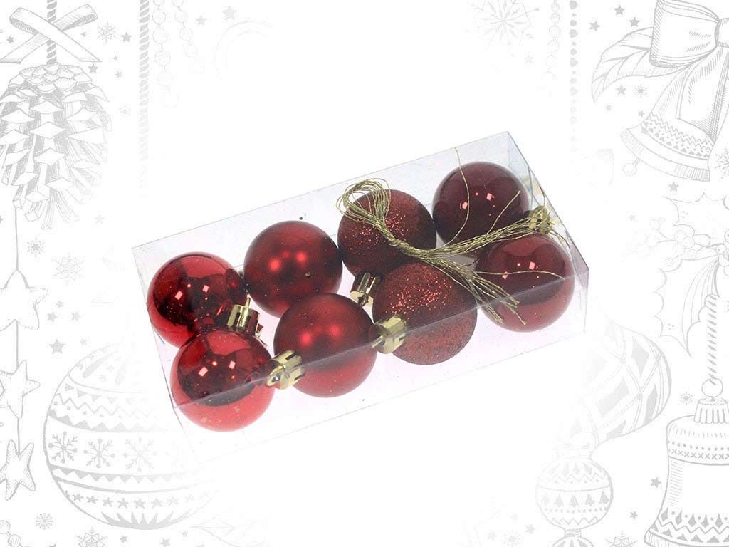 8  PACK - RED XMAS BALLS cod. 9314835