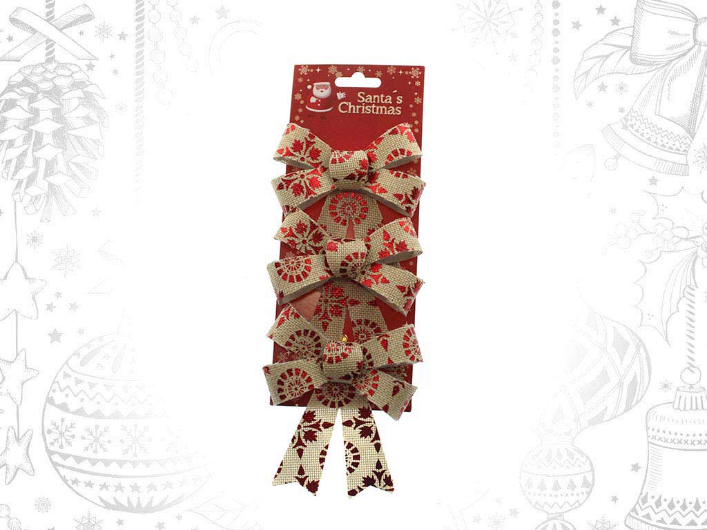 SET OF 3 SMALL RED SNOWFLAKES BOWS cod. 9315058