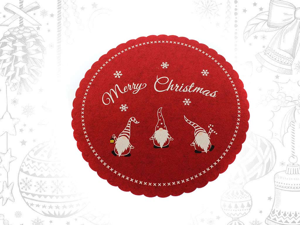 RED ROUND TRIVET MERRY CHRISTMAS cod. 9317044