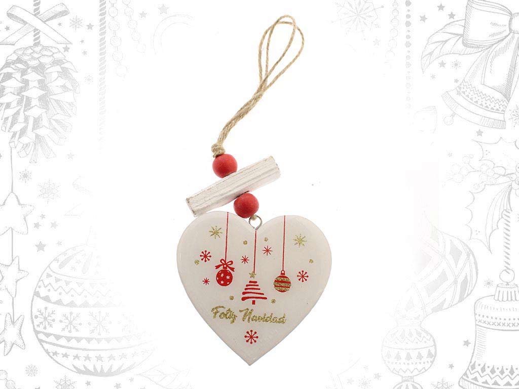 COLGANTE BLANCO CORAZON FELIZ NAVIDAD cod. 9317213