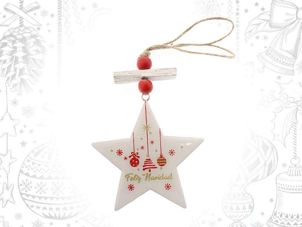 COLGANTE BLANCO ESTRELLA FELIZ NAVIDAD cod. 9317214