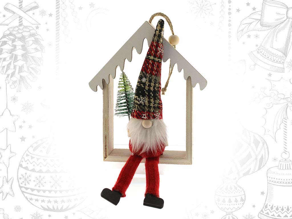 RED WOODEN HOUSE SANTA STAND cod. 9317252
