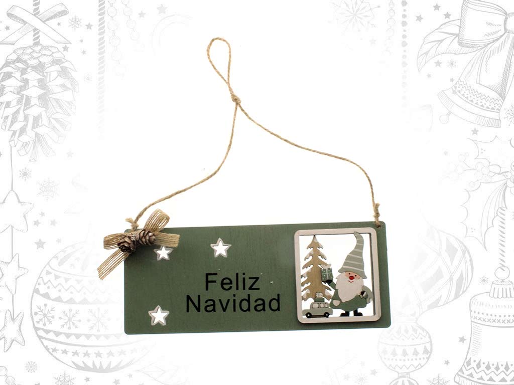 COLGANTE VERDE SANTA FELIZ NAVIDAD cod. 9317907