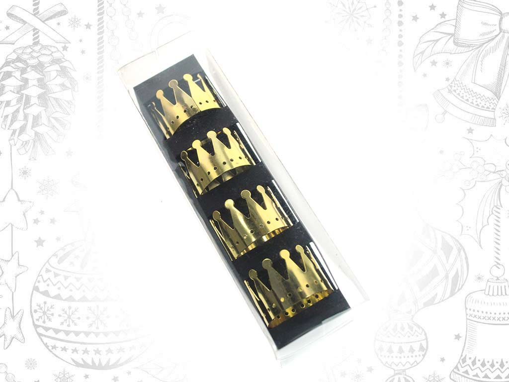 SET 4 ANILLOS SERVILLETAS CORONAS DORADOS cod. 9318458