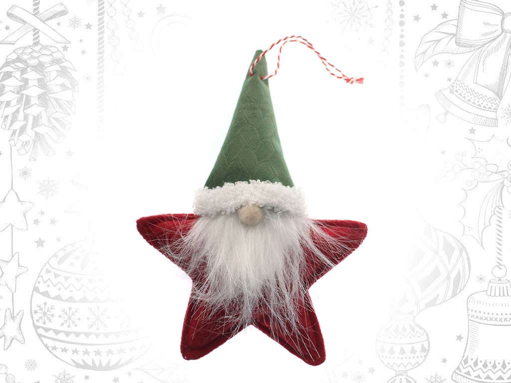 COLGANTE ESTRELLA PAPA NOEL ROJO/VERDE cod. 9318930