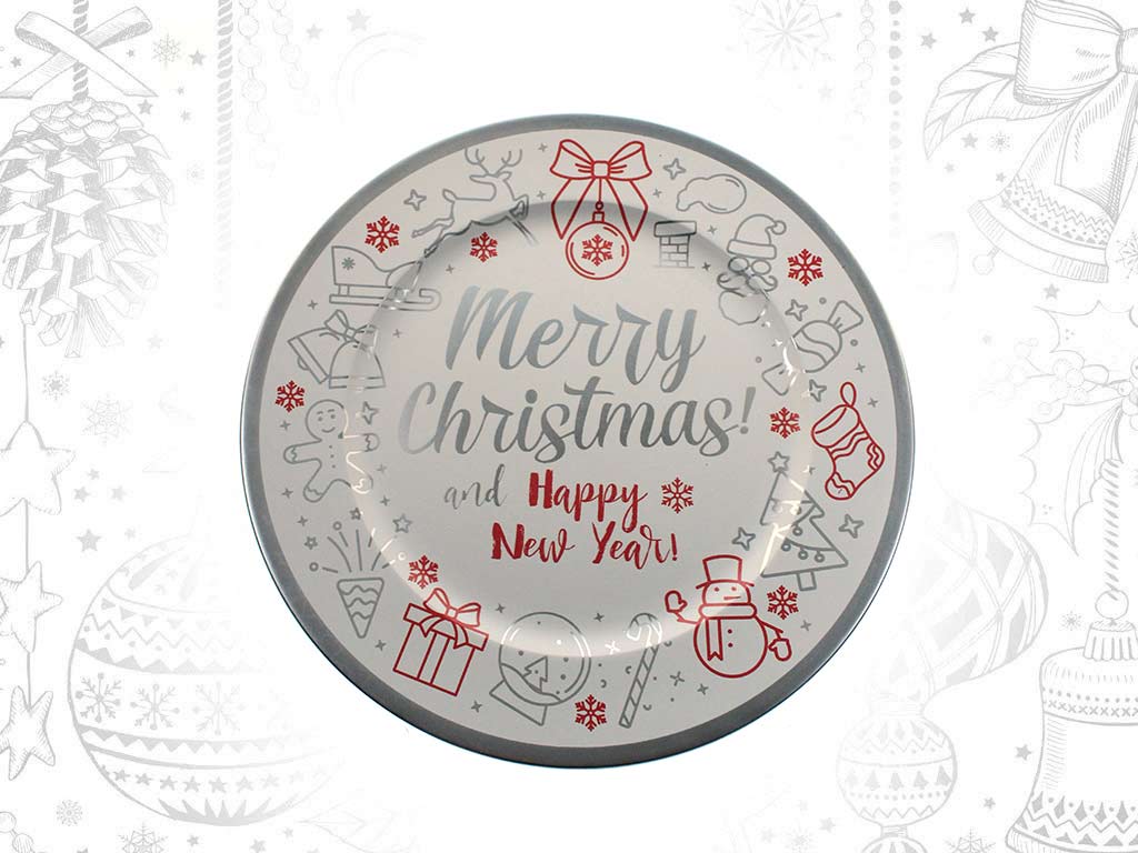HAPPY NEW YEAR RED/SILVER CHARGER PLATE cod. 9319346