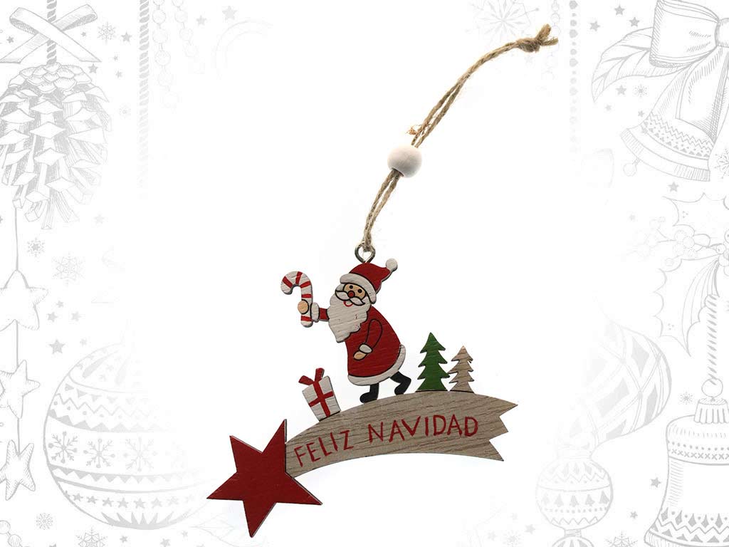 COLGANTE ESTRELLA SANTA FELIZ NAVIDAD ROJO cod. 9320314