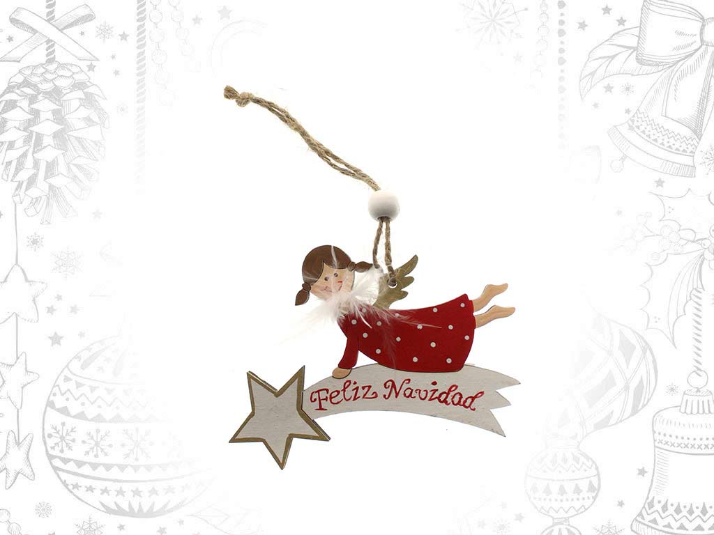 COLGANTE ESTRELLA ANGEL FELIZ NAVIDAD BLANCO cod. 9320345