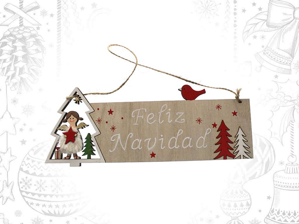 COLGANTE FELIZ NAVIDAD ANGEL BLANCO cod. 9320376