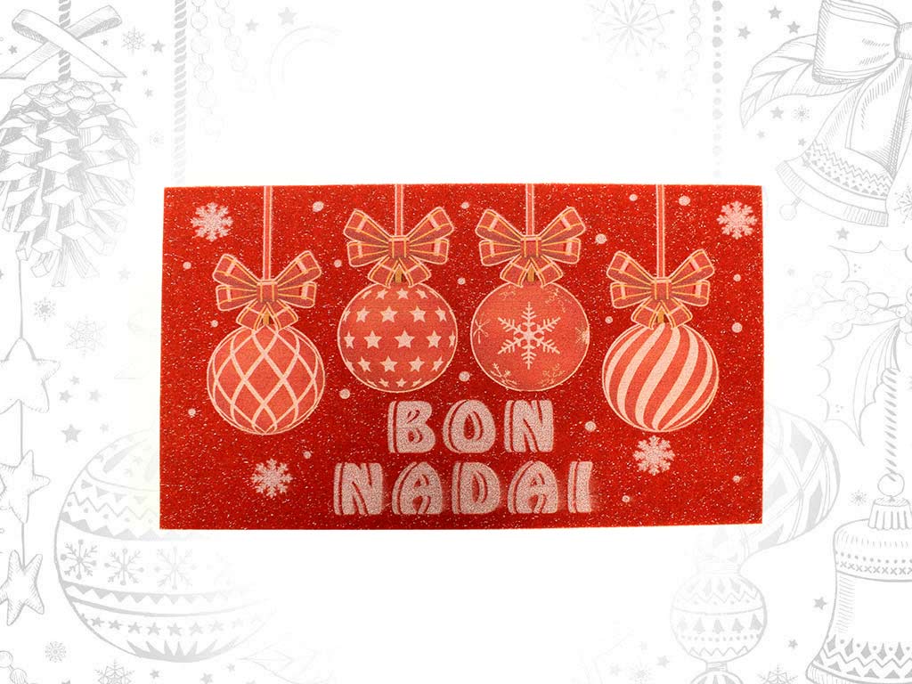 FELPUDO MERRY CHRISTMAS BOLAS ROJO cod. 9321399