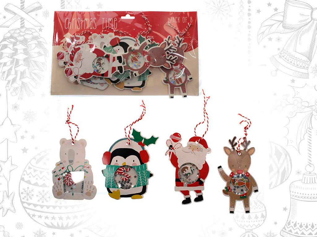 PACK 8 TAGS XMAS C/CONFETI cod. 9321705