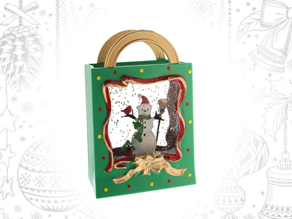 BOLSA REGALO XMAS LED MUÑECO NIEVE VERDE cod. 9321955