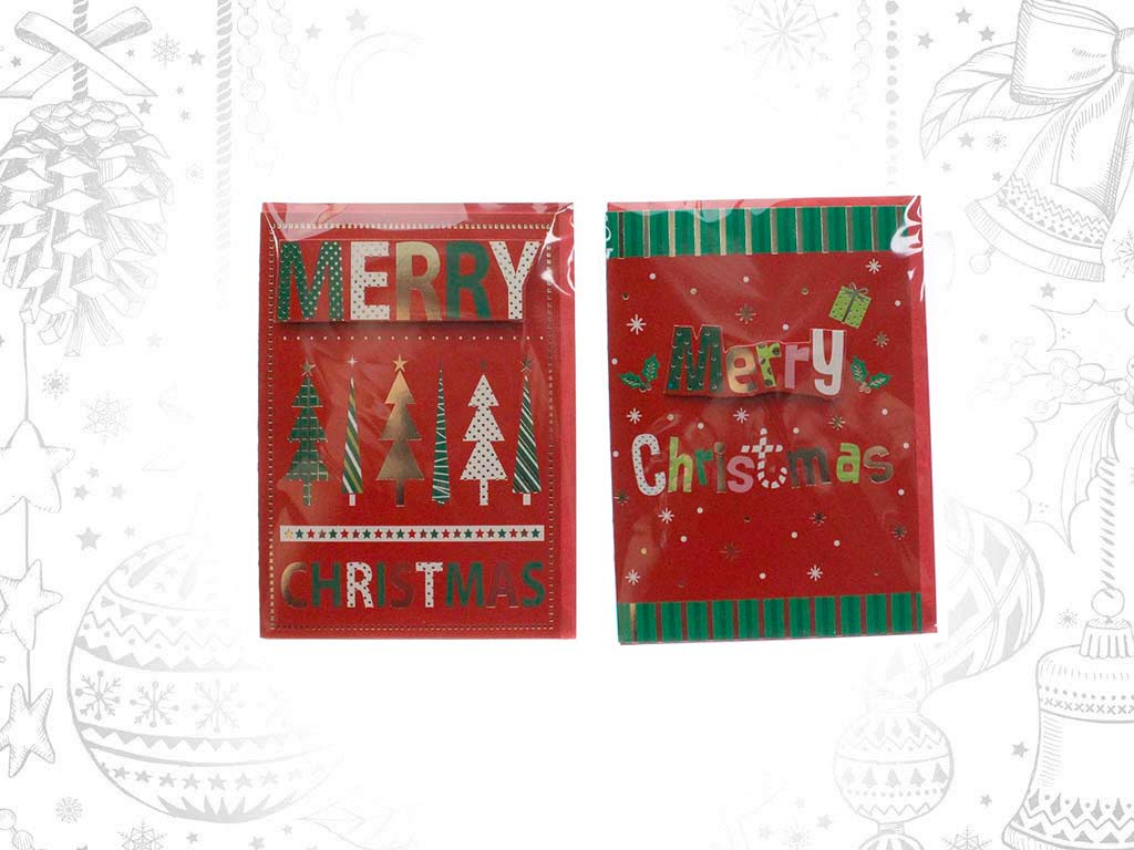 TARJETA FELICITACION CON SOBRE MERRY CHRISTMAS cod. 9322049