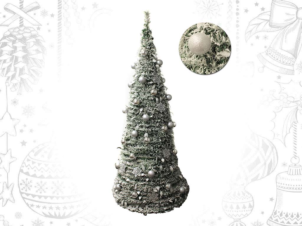 ARBOL POP-UP NEVADO DECORADO PLATA 210CM. cod. 9322352